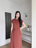 clotho Rennie品牌女裝法式連衣裙女2025夏季新款韓版氣質(zhì)收腰顯瘦polo領(lǐng)裙子 安可拉紅 M 100-115斤 曬單實(shí)拍圖