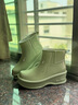 佰妮珂英倫風(fēng)厚底短筒雨鞋女新款水鞋女防水防滑內增高純色四季可穿膠鞋 綠色 37 曬單實(shí)拍圖