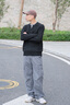 gxg.jeans男裝針織衫 黑色假兩件半開(kāi)襟休閑毛衣 25年春新品 黑色 M (170) 曬單實(shí)拍圖