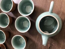 漢帝唐韻（HDTYU）龍泉青瓷茶具套裝手工陶瓷泡茶壺公道杯茶杯整套家用功夫茶具 龍泉青瓷套裝（茶壺+壺承+6杯） 曬單實(shí)拍圖