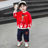 酷樂羊哪吒衣服男童春裝套裝2025新款網(wǎng)紅男孩帥氣時髦潮兒童休閑兩件套 紅色 110 曬單實拍圖