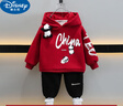 迪士尼（Disney）男童加絨套裝新款寶寶衣服秋冬兒童衛(wèi)衣韓版中小童保暖連帽兩件套 酒紅色熊貓掛件套裝（春秋） 100 碼 建議2-3歲 體重25-30斤 曬單實拍圖