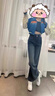 PMOG水泥灰直筒牛仔褲女潮流百搭高腰寬松顯瘦拖地闊腿拖地長(cháng)褲子 水泥灰圖標款 XS 碼建議[7582斤] 曬單實(shí)拍圖
