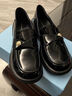 桂岐小皮鞋新款春秋小金幣英倫風(fēng)單鞋女厚底樂(lè )福鞋黑色工作鞋懶人粗跟 亮黑 38 曬單實(shí)拍圖