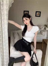 斤慕2025春夏新款辣妹黑色高腰百褶裙女裙褲褶皺設計感別致百搭短裙 百褶裙褲贈腰帶M碼80-105斤 曬單實拍圖