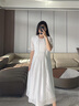 Sellynear孕婦裙子夏季新款時(shí)尚法式穿搭慵懶手工壓褶輕盈連衣裙 優(yōu)雅白 S 曬單實(shí)拍圖