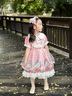 G.duck女童連衣裙夏季洛麗塔公主裙女孩夏裝蘿莉裙子兒童2025新款夏天女 粉色加頭飾 140 cm 曬單實(shí)拍圖