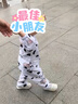 GOOFLORON兒童睡衣棉綢薄款長袖長褲燈龍褲孩童寶寶小孩防蚊家居服套裝純棉 白色 黑白奶牛 均碼 65碼,建議身高80-90公分 曬單實拍圖