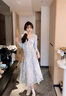 唐菓蜜碎花吊帶連衣裙女2025春夏新款女裝法式甜美初戀海邊度假風(fēng)套裝裙 藍(lán)色開(kāi)衫+碎花吊帶裙 M 曬單實(shí)拍圖