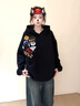 LDBE黑色刺繡連帽衛(wèi)女2025新款春秋寬松設(shè)計(jì)感薄款上衣美式復(fù)古外套潮 黑色（春秋薄款） M 曬單實(shí)拍圖