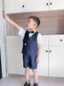 衣諾坊兒童西服套裝馬甲套裝演出服男生西服 藏青馬甲套裝 120CM 曬單實拍圖