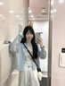 爾山集藍(lán)色慵懶風(fēng)針織開衫毛衣外套女春裝2025新款軟糯薄款長(zhǎng)袖上衣 藍(lán)色開衫均碼 【建議90-110斤】 曬單實(shí)拍圖