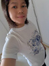 EP雅瑩[唐嫣同款]麻感竹節(jié)紗正肩印花短袖T恤衫上衣 2025夏季新款5309A 白色 S 曬單實(shí)拍圖