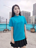 萬嘉宜萊短袖純棉POLO衫女工作服定制夏裝幼兒園老師園服大碼翻領(lǐng)t恤印字 【長絨棉下擺開叉】淺紫 XL 曬單實拍圖