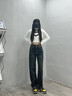 翊尚美牛仔褲女2025春秋新款復古高腰顯瘦闊腿褲子小個子寬松休閑直筒褲 曬單實拍圖