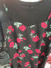 千鵝湖輕奢女裝高檔品牌連衣裙女2025夏季新款碎花裙假兩件顯瘦洋 黑底 紅玫瑰 連衣裙 L 建議【100-110斤】 曬單實(shí)拍圖