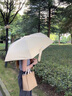 JCZS六折輕巧太陽(yáng)傘防曬防紫外線(xiàn)女晴雨兩用口袋遮陽(yáng)傘折疊便攜扁小傘 靜謐藍＋便攜提包-加厚黑膠 曬單實(shí)拍圖