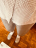 佐丹奴褲子女萊賽爾松緊腰寬松直筒褲女式休閑九分褲05425066 曬單實(shí)拍圖