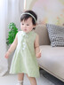 優(yōu)奇女童連衣裙夏季2026新款新中式國風(fēng)旗袍裙兒童一歲女寶寶周歲禮服 綠色 90 曬單實(shí)拍圖