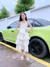 女童裙子夏季2025新款大童連衣裙小女孩吊帶裙夏天兒童夏裝蛋糕裙 杏色 150 曬單實(shí)拍圖