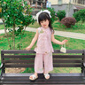 G.DUCKKIDS漢服女童棉綢套裝夏季2025新款洋氣時(shí)髦兒童新中式夏裝女寶兩件套 粉色 棉綢縮水，拍大一碼 130 cm 曬單實(shí)拍圖