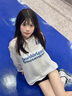 F426【趙露思同款】夏季休閑針織鏤空字母印花T恤罩衫 白色 現貨 M 曬單實(shí)拍圖