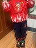 酷樂羊哪吒衣服男童春裝套裝2025新款網(wǎng)紅男孩帥氣時髦潮兒童休閑兩件套 紅色 130 曬單實拍圖