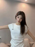 衣然呈品蝴蝶結(jié)正肩圓領(lǐng)短袖T恤女夏季新款褶皺收腰修身短款小飛袖上衣女 白色 M 【建議90-110斤】 曬單實(shí)拍圖
