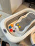 木允瑤【德國品質(zhì)】嬰兒洗澡盆家用兒童幼兒可坐躺大號折疊新生寶寶浴盆 觸屏感溫 迷霧灰 送洗浴 曬單實(shí)拍圖