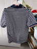 皮爾卡丹POLO衫男士夏季短袖修身條紋上衣服休閑商務(wù)半袖舒適透氣上衣男裝 藍色 XL 曬單實拍圖