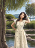 FSHE茶歇法式泡泡袖連衣裙女裝夏季2025新款小個(gè)子收腰氣質(zhì)碎花長(cháng)裙子 【杏色】 S 40/45kg 曬單實(shí)拍圖