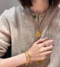 中國黃金（CHINA GOLD）黃金項鏈女款百搭足金八寶羅盤(pán)吊墜七夕情人節生日禮物送老婆媽媽 八寶羅盤(pán)項鏈【棕繩】 約3.4g 曬單實(shí)拍圖