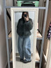 QTQP美式寬松彎刀牛仔褲女夏季2025新款高腰闊腿褲梨型遮肉繭型香蕉褲 淺藍色 #長褲 XL 曬單實拍圖