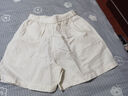 MUJI女式 漢麻 棉 輕便短褲 褲子女款休閑褲 25年夏季 女裝BE1W0C5S 象牙色條紋 S （155/62A） 曬單實(shí)拍圖