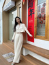 Mandy Zhang法式亮片蝴蝶結(jié)小香風(fēng)外套女春季氣質(zhì)花紗白色短款上衣 月影星白 S 曬單實拍圖