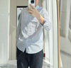 羅蒙冰絲棉條紋襯衫男士春夏裝韓版長(zhǎng)袖日系休閑免燙潮流襯衣外套男潮 白色 XL 參考125-140斤左右 曬單實(shí)拍圖