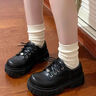 桂岐小皮鞋女厚底鞋增高鞋樂(lè )福鞋復古系帶低幫學(xué)院風(fēng)瑪麗珍女鞋 38 曬單實(shí)拍圖