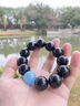 淘運閣五行補水黑曜石手串男海藍寶文玩佛珠手鏈送男士生日禮物送男友 【海藍寶】黑曜石手串（珠徑2.0） 曬單實(shí)拍圖