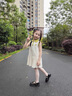 班喜迪女童連衣裙夏裝2025新款洋氣兒童公主裙女寶寶夏季小女孩polo裙子 C5508-米色 120 曬單實拍圖