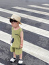 迪士尼男童夏天純棉背心套裝2025新款帥氣兒童寶寶夏季無袖衣服兩件套薄 綠色 80 曬單實拍圖