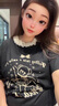 衣然呈品芭蕾小熊蕾絲正肩短袖T恤女夏季新款修身半袖百搭短款五分上衣女 黑色 M 【建議90-110斤】 曬單實(shí)拍圖