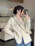 DGOV韓版小香風(fēng)毛呢外套女秋季2025秋季新款法式流蘇v領(lǐng)女士開衫上衣 杏色zt M 建議95-110斤 曬單實(shí)拍圖