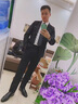 羅蒙（ROMON）西服套裝男士修身商務(wù)休閑西服職業(yè)正裝小西裝男結婚禮服外套男潮 黑色 (西服+褲子+馬甲) M 參考110-125斤左右 曬單實(shí)拍圖