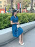 薇洛萱輕熟風(fēng)輕奢時(shí)尚連衣裙女裝2025夏天季新款氣質(zhì)遮肚子純色裙子0232 孔雀藍(lán) M 建議90-102斤 曬單實(shí)拍圖