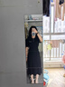 JRET大碼胖mm翻領(lǐng)針織后背蝴蝶結連衣裙女2025夏季新款韓版收腰顯瘦 黑色 L 【建議100-120斤】 曬單實(shí)拍圖