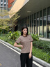 玖姿·安娜蔻【海鹽之夏】miu風(fēng)拼色條紋針織短袖T恤女2025夏季新款 條咖啡 L 曬單實(shí)拍圖