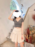 FSHE2025春夏季新款短袖t恤女韓版v領(lǐng)性感露背短袖t恤女短款高腰u緊身 深灰色 深灰短袖前后可穿0--07 L （101-113斤 曬單實(shí)拍圖