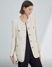 朗姿法式復古高級感氣質(zhì)肌理感短款外套秋新款時(shí)尚醋酸短外套 米白色2 M 曬單實(shí)拍圖