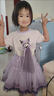 迪士尼女童tutu裙夏裝套裝庫洛米網(wǎng)紗裙愛莎公主裙新款短袖蓬蓬裙兩件套 紫色庫洛米 140 cm 曬單實拍圖