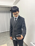 阿悠胖大碼西服套裝男職業(yè)通勤正裝新郎伴郎結(jié)婚兩件套禮服 深灰色 XL 曬單實拍圖
